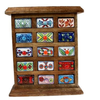 Wooden mini chest ceramic - wooden,