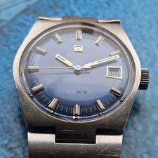 Vintage Tissot PR 516 Hand-Winding Men's Wristwatch Cal 2461 Blue Dial