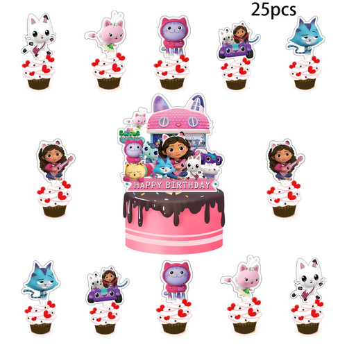25pcs gabby dollhouse cake - gabby's,