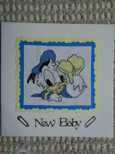 Cross stitched card - of, baby