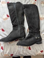 Principles Black Buddy Felt High Riding Boots Size 6 New