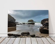 Portreath beach on a stormy