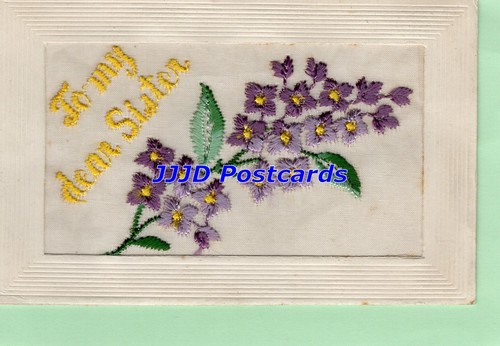 Embroidered silk postcard - embroidered,