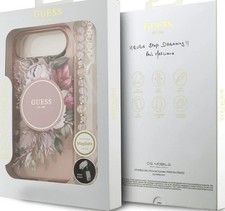 Guess IML Flowers Strap Case with MagSafe for iPhone 17 Air 6.5" Pink