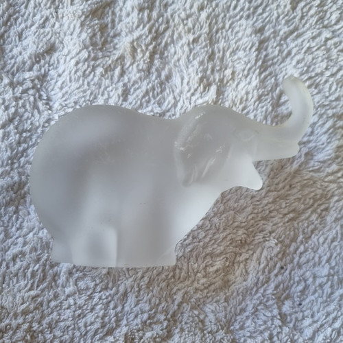 Frosted white glass elephant - frosted,