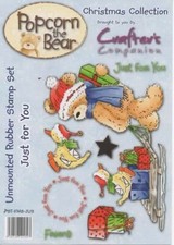 Crafters Companion : Popcorn the Bear : Unmounted Rubber Stamp : Just For You