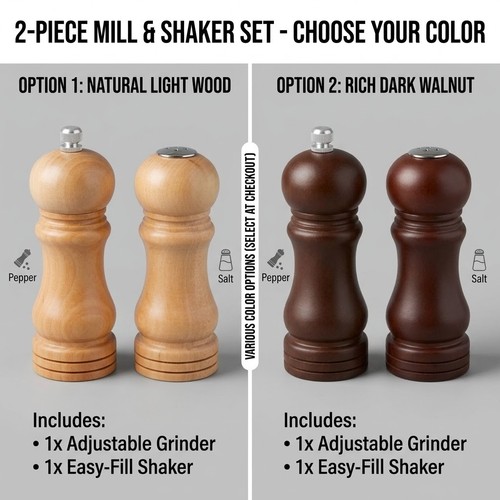 Wooden salt pepper - 5", mill