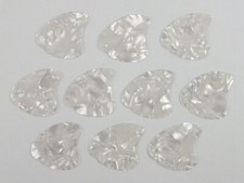 SHARK FIN PLECTRUMS PICKS 10 White Pearl in 3 Gauges Celluloid Sharkfin