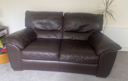 Chocolate brown leather - , sofa