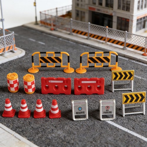 14pcs miniature traffic road - 14pcs,