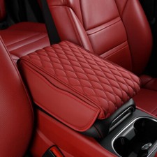 Red Leather Car Armrest Cushion Cover Center Console Pad Protector Accessories