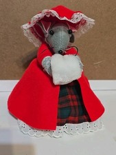 Vintage Mouse Victorian Christmas Felt  W/ Muff  Doll  Toilet Paper Cover Decor
