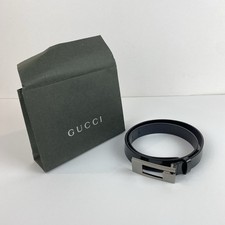 Womens Vintage Gucci Belt Blue Shiny Leather Wst 28-29" Early 90s Silver Buckle