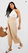 Boohoo maternity shirred waist linen look culottes Size 16