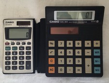 Pair of Vintage Casio Solar Powered Calculators MS-8W and HS-85TE.