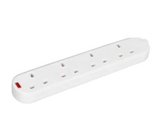 SELECTRIC LG8798 13A 4 Gang Trailing Socket with Neon, White (123)