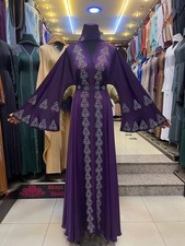 Muslimah Dubai Abaya Flare Style open Abaya Long Sleeve With Stone Design