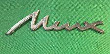 HILLMAN MINX - METAL CAR SCRIPT BADGE - 155 X 50 MM