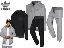 Mens Adidas SPO Tracksuit Full Zip Hoodie Joggers Set Fleece Lined Black or Grey
