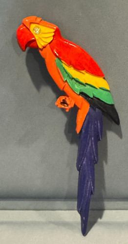 Vtg parrot painted - parrot, red
