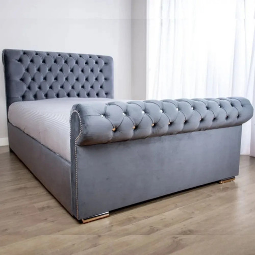 Sleigh upholstered bed frame - bed,
