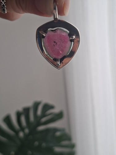 Watermelon tourmaline pendant - tourmaline,