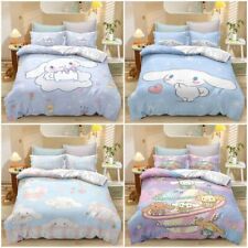 3D Cinnamoroll Quilt Duvet Cover Pillowcase Bedding Set Single Double Xmas Gift
