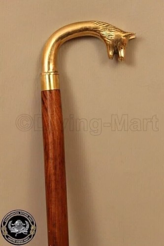 Wolf head handle wooden - wolf,