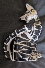 Large vintage 1950 Black & White Ceramic Cat limited edition 5/53