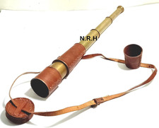 47 cm Nautical Brass Handheld Spy Glass Telescope With Brown Leather Belt