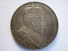 1902 official Coronation Medal silver 56mm NEF toned