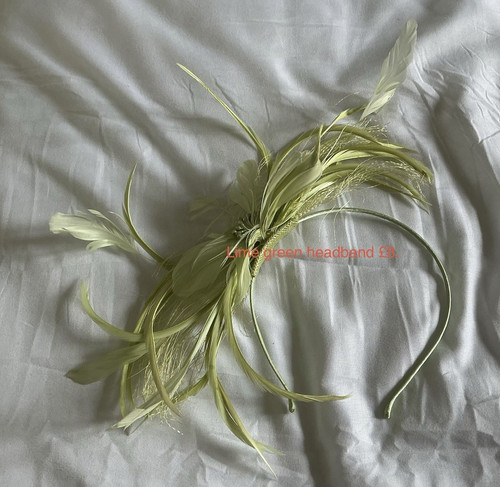 Lime green feather fascinator - green,