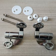 REPLACEMENT TRADITIONAL OAK SOFT CLOSING WOOD TOILET SEAT HINGES CHROME SET UK