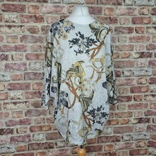 James Lakeland Jumper Oversize Grey Floral UK 16 Sheer Knit Batwing Sweater