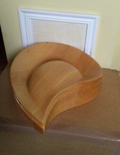 Shaped wooden hat block for making hats and saucer shaped fascinators