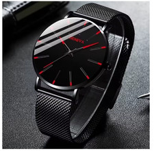 Mens Watches Black & Red Wrist