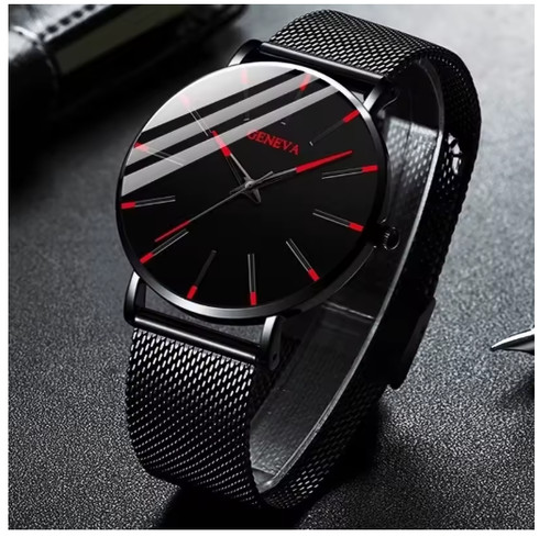 Mens watches black red wrist - &,