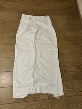 Zara White Denim Midi Skirt