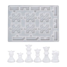 Chess Set with Checkers Board Silicone Resin Mold Full Size 3D Chess Epoxy Mold