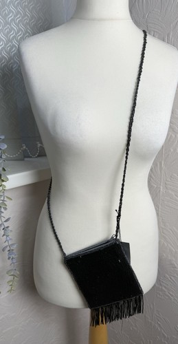 Bhs black beaded crossbody - beaded,