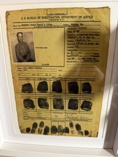 True Crime FRAMED ED GEIN MONSTER ANTIQUE POLICE RECORD CARD CANVAS