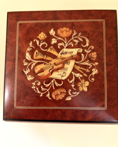Italian inlaid music box - inlaid,