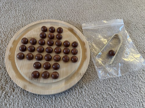 Wooden solitaire board game - wooden,