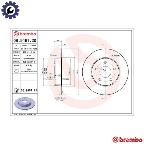 Brake disc 9461 21 for - 2x,