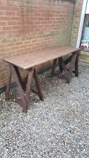  Trestle Table Rustic wood Handmade Vintage 