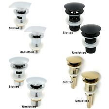 Basin Waste Click-Clack Slotted Unslotted Dome Brass Sink Pop Up Plug Push