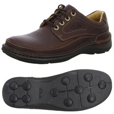 Clarks NATURE THREE Mahogany Leather ACTIVE AIR shoe Men WIDE-FIT UK-9.5 H 44 W