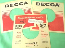 DECCA USA 3 Nice Original Vintage 7 inch vinyl Company Sleeves