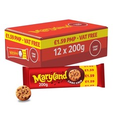 Box of 12 Maryland Choc Chip Cookies 200g PM £1.59 | Bulk Snack Biscuits