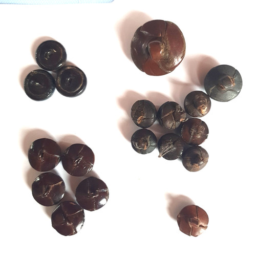 Vintage leather buttons - vintage,